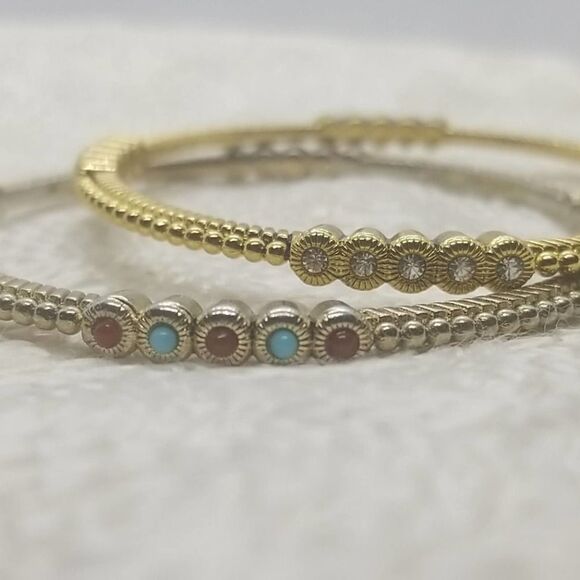 RJ Graziano Bracelets CN Two Gold Bangle Vintage - Picture 2 of 13